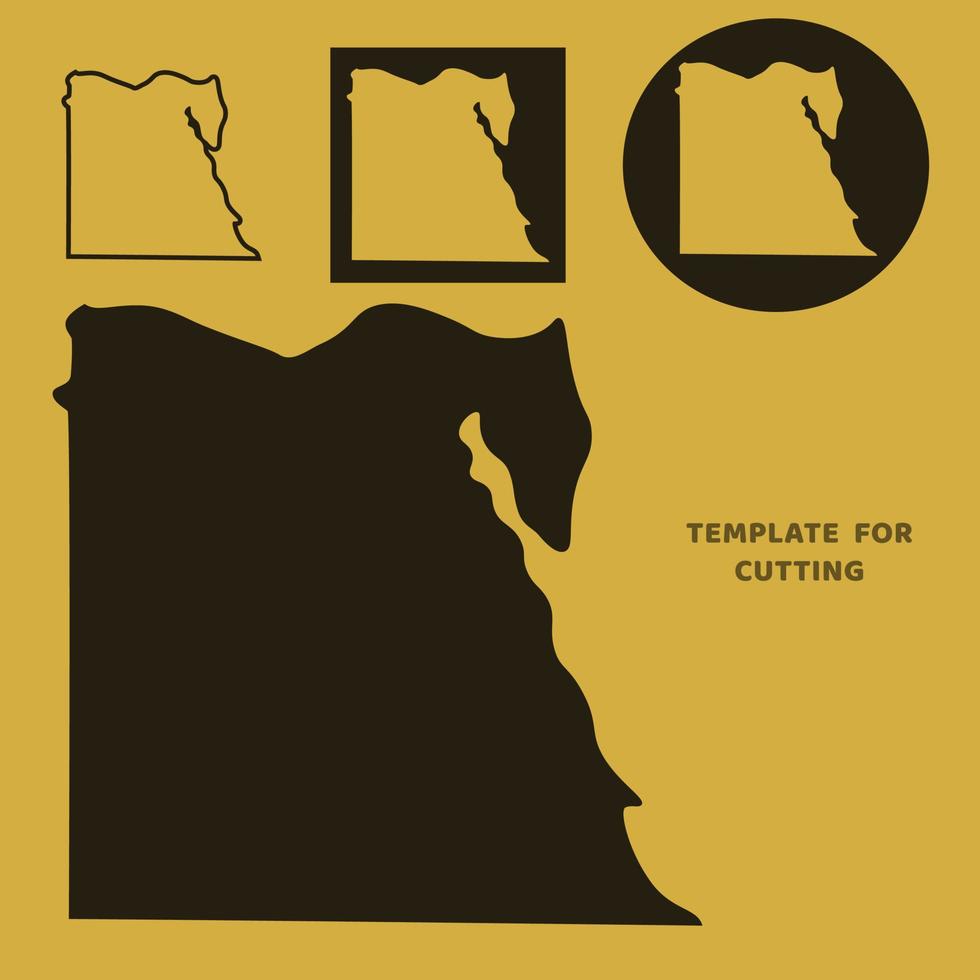 plantilla de mapa de egipto para corte láser, tallado en madera, corte de papel. siluetas para cortar. plantilla de vector de mapa de egipto.