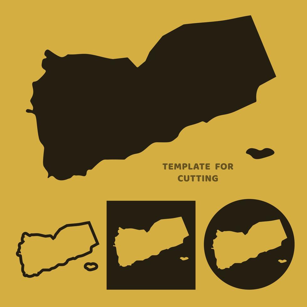 plantilla de mapa de yemen para corte por láser, talla de madera, corte de papel. siluetas para cortar. plantilla de vector de mapa de yemen.