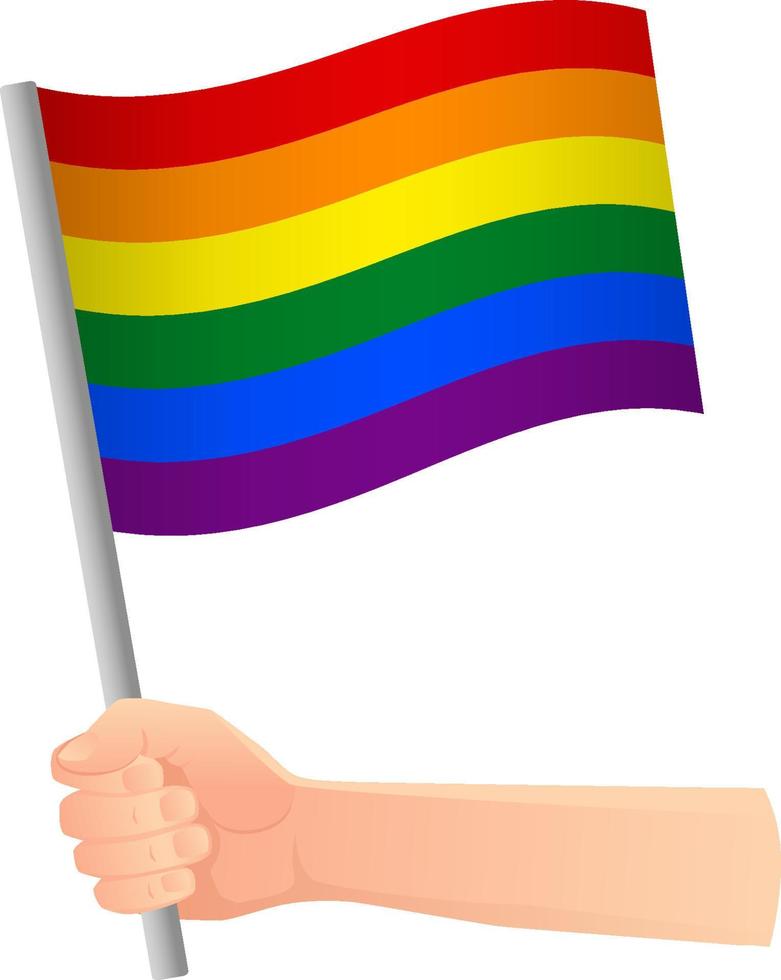 bandera lgbt en la mano vector