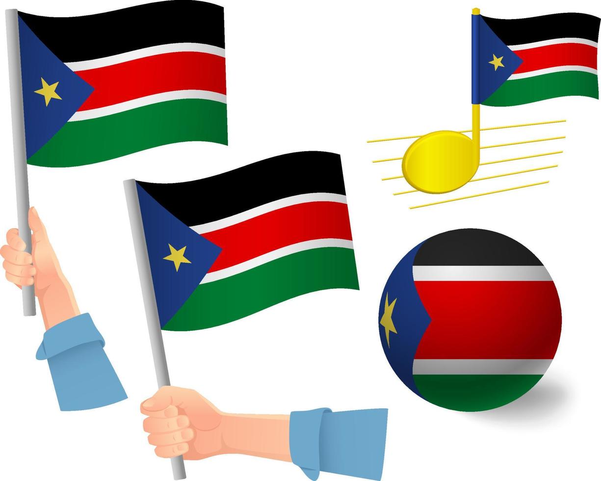 South Sudan flag icon set vector