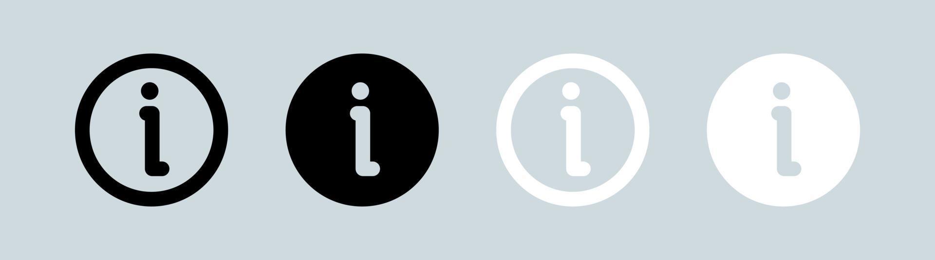 Info icon in black and white colors. Information sign vector collection.