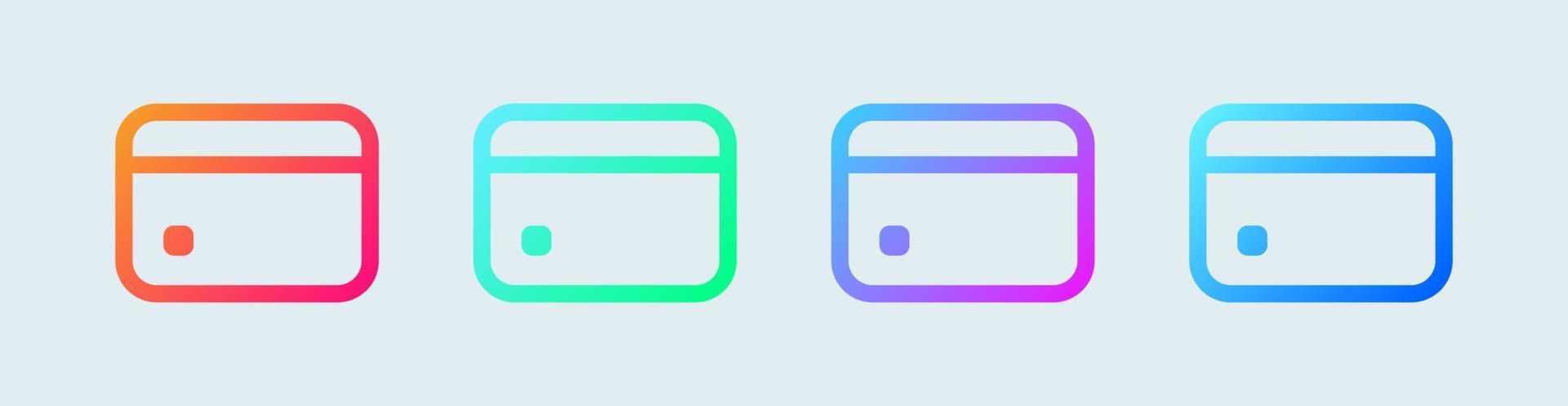 Credit card line icon in gradient colors. Payment card vector illustration.