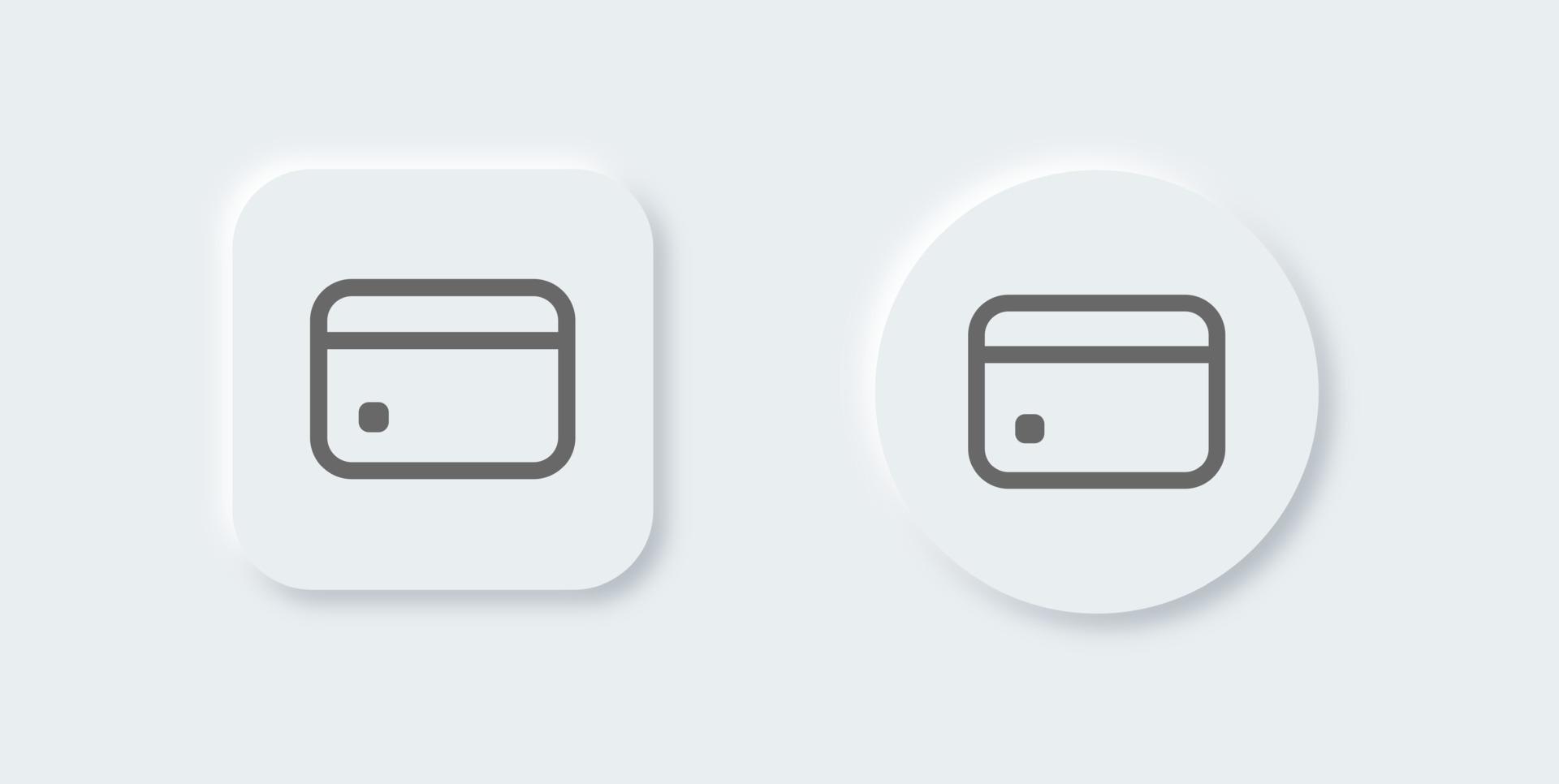 icono de línea de tarjeta de crédito en estilo de diseño neomórfico. Ilustración de vector de tarjeta de pago.