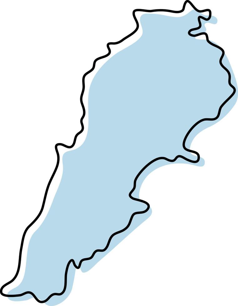 Stylized simple outline map of Lebanon icon. Blue sketch map of Lebanon vector illustration
