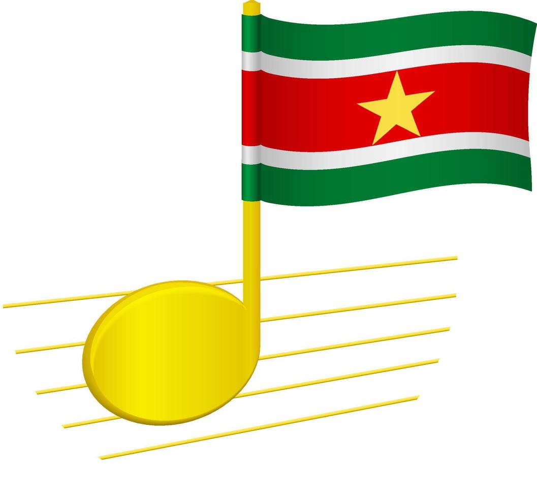 Suriname flag and musical note vector