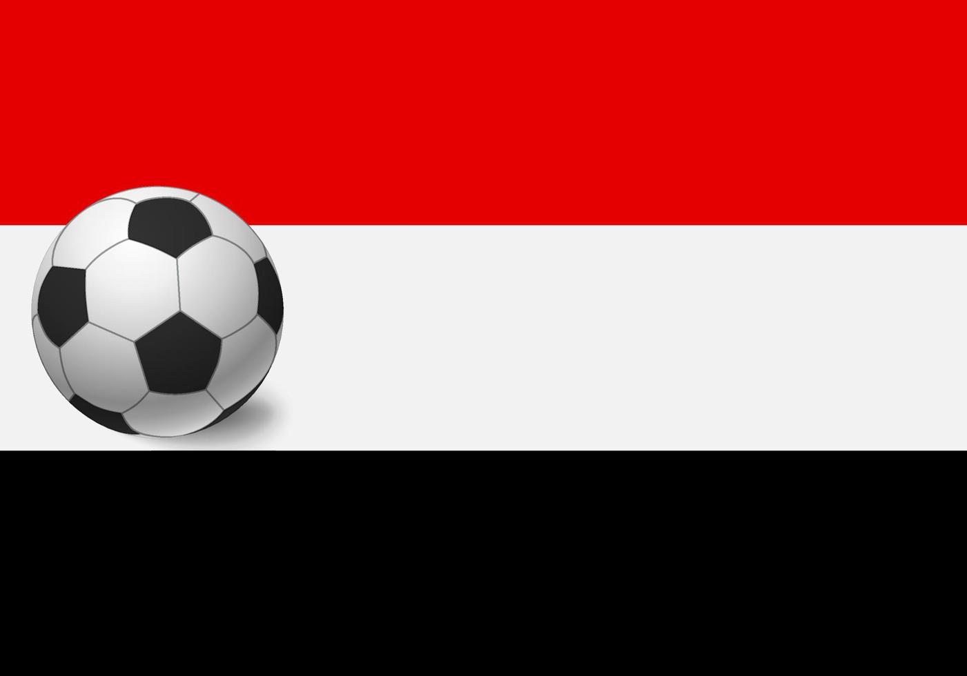 bandera yemení y balón de fútbol vector