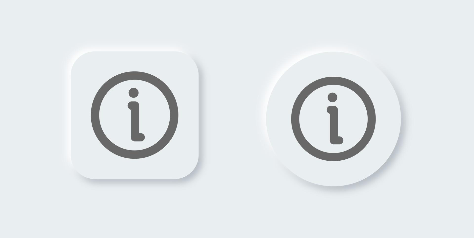 Info line icon in neomorphic design style. Information sign vector collection.