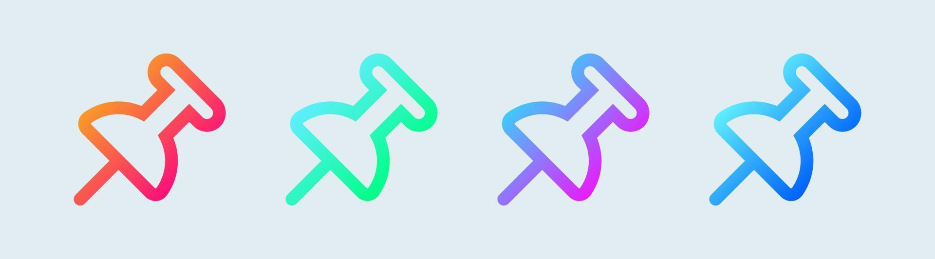 Thumbtack line icon in gradient colors. Push pin symbol vector illustration.