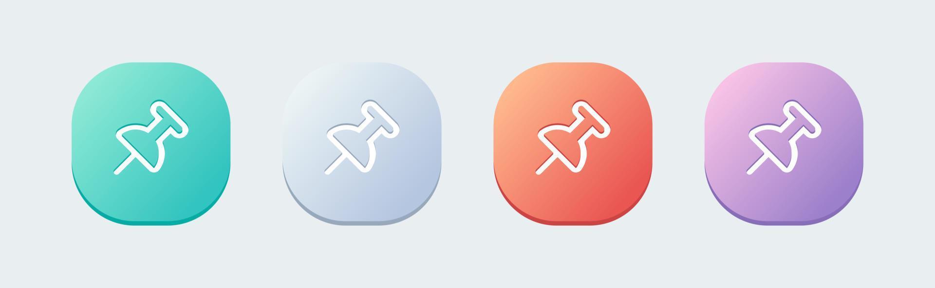 Thumbtack line icon in flat design style. Push pin symbol vector illustration.