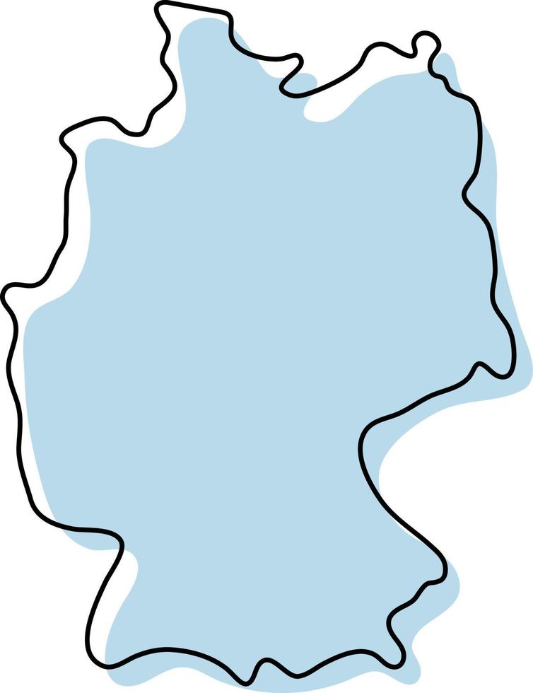 Stylized simple outline map of Germany icon. Blue sketch map of Germany vector illustration