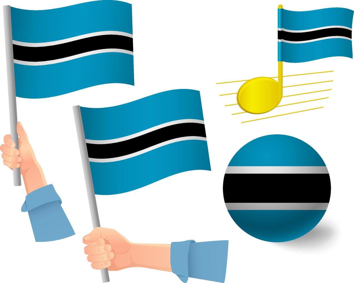 conjunto de iconos de bandera de botswana vector