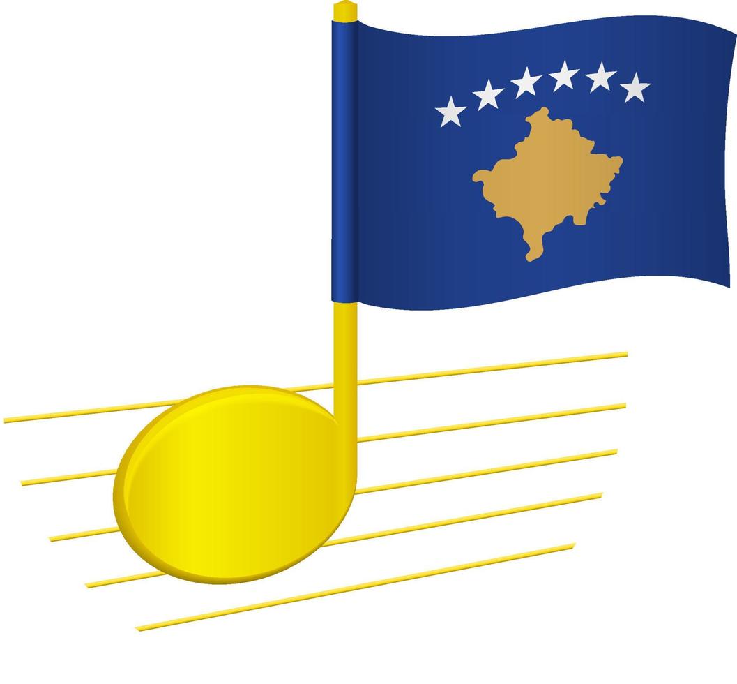 Kosovo flag and musical note vector