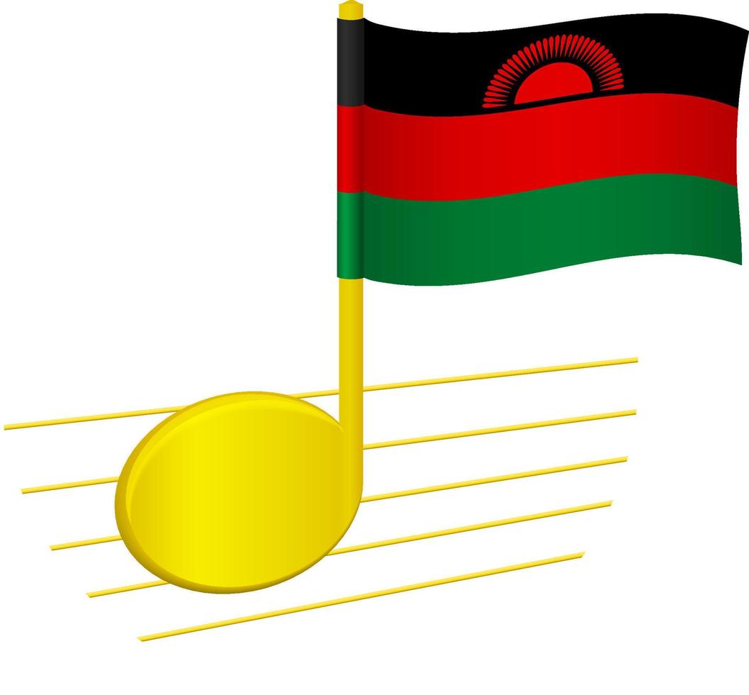 bandera de malawi y nota musical vector