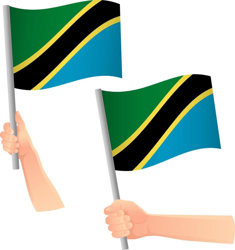 bandera de tanzania en el icono de la mano vector