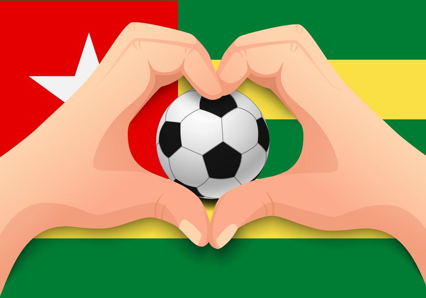 Togo soccer ball and hand heart shape vector