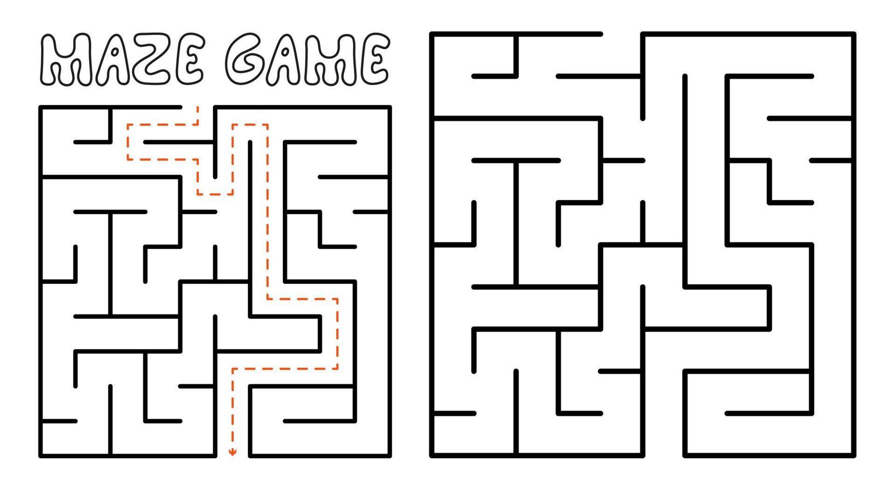 Maze game for kids. Maze puzzle with solution vector