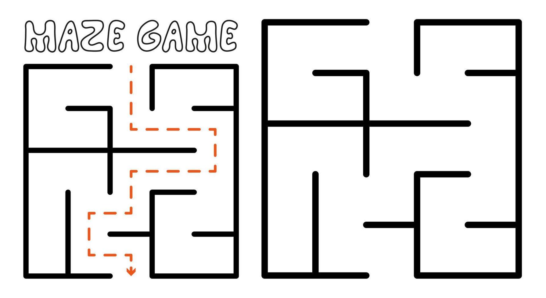 Maze game for kids. Simple Maze puzzle with solution vector