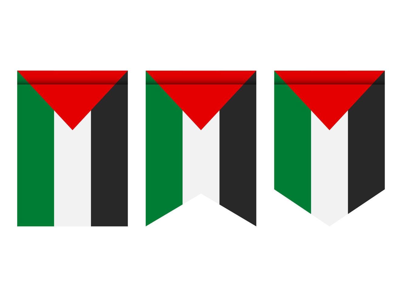 Palestine flag or pennant isolated on white background. Pennant flag icon. vector