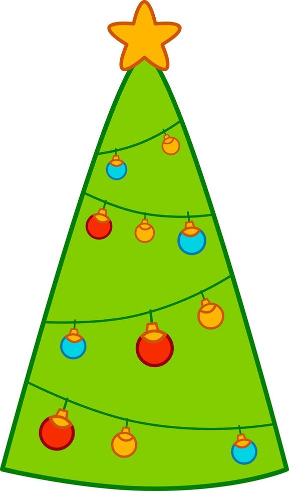 imágenes prediseñadas de dibujos animados de navidad. vector de imágenes prediseñadas de árbol de navidad