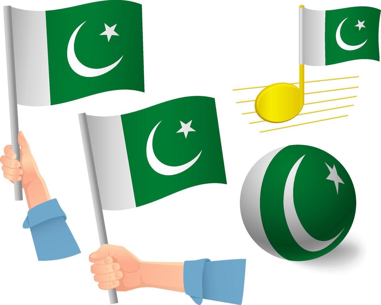 Pakistan flag icon set vector