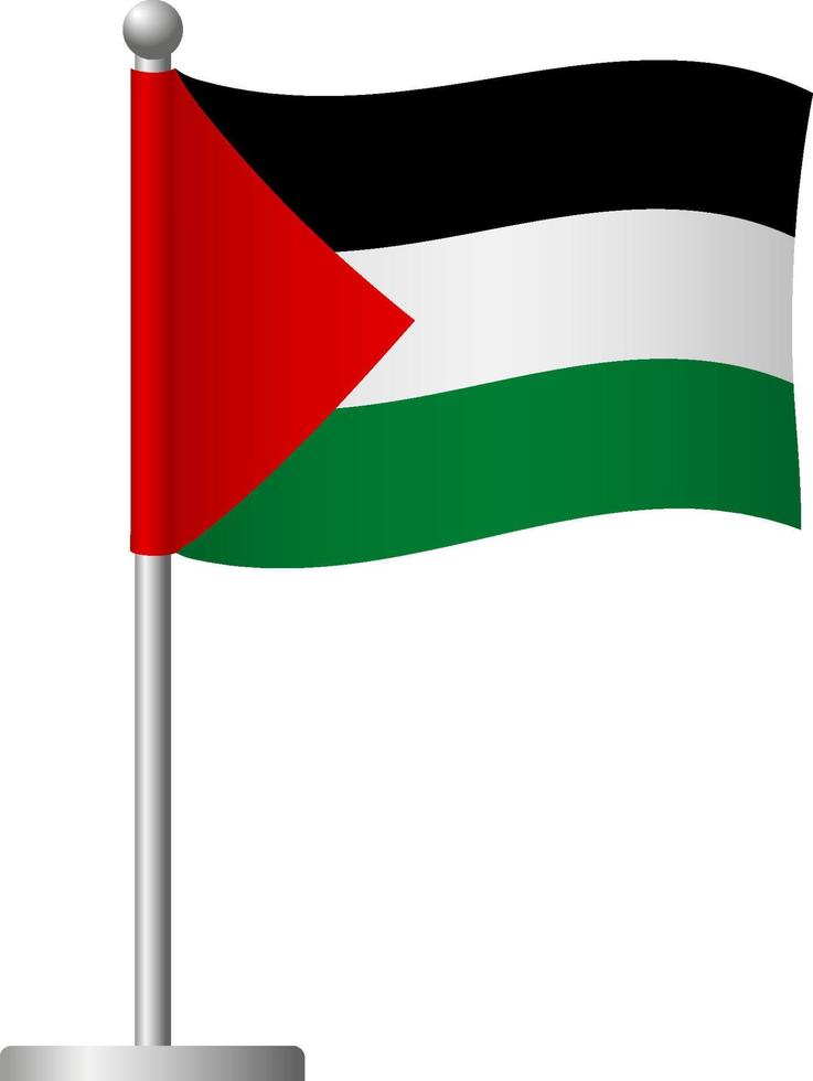 palestine flag on pole icon vector