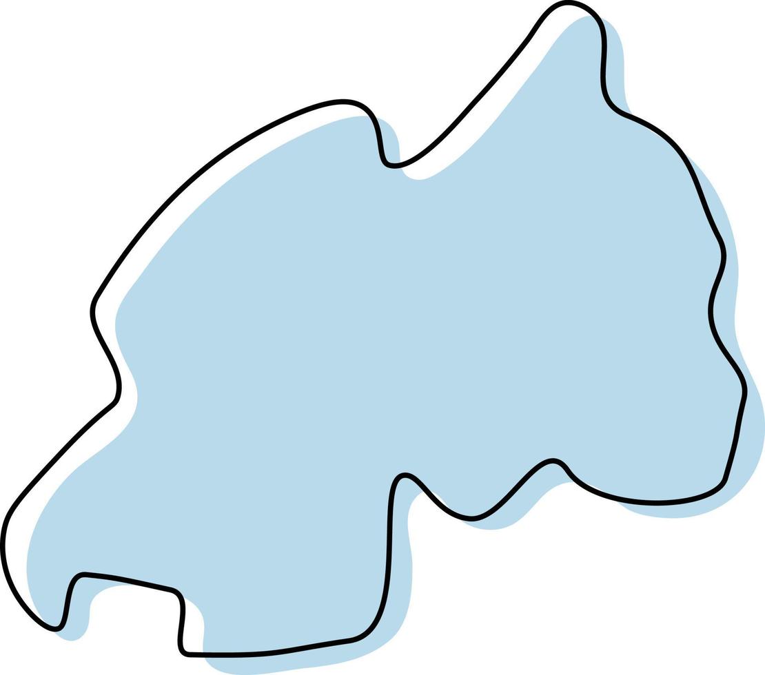 Stylized simple outline map of Rwanda icon. Blue sketch map of Rwanda vector illustration