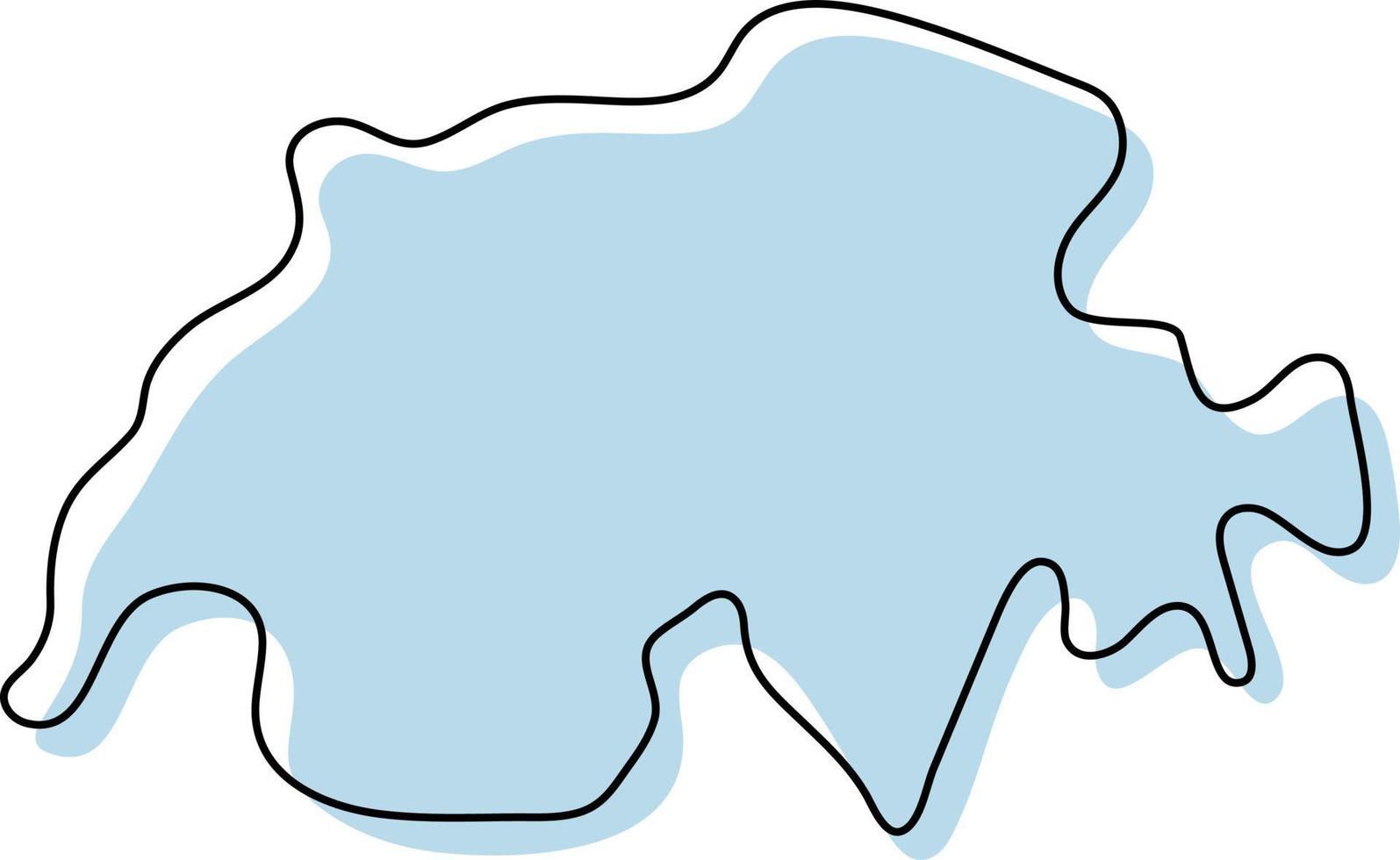 Stylized simple outline map of Switzerland icon. Blue sketch map of Switzerland vector illustration