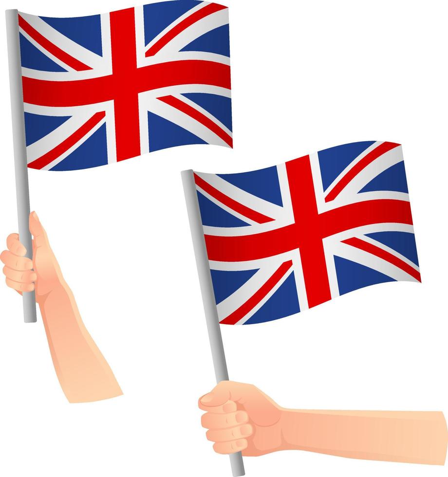 United Kingdom flag in hand icon vector