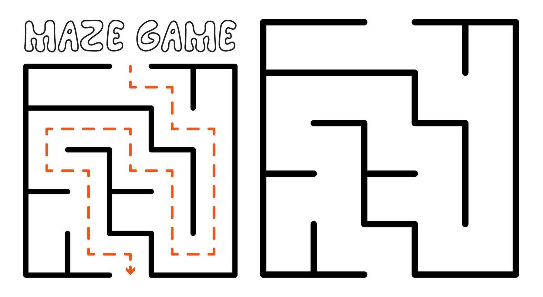 Maze game for kids. Simple Maze puzzle with solution 8723977 Vector Art