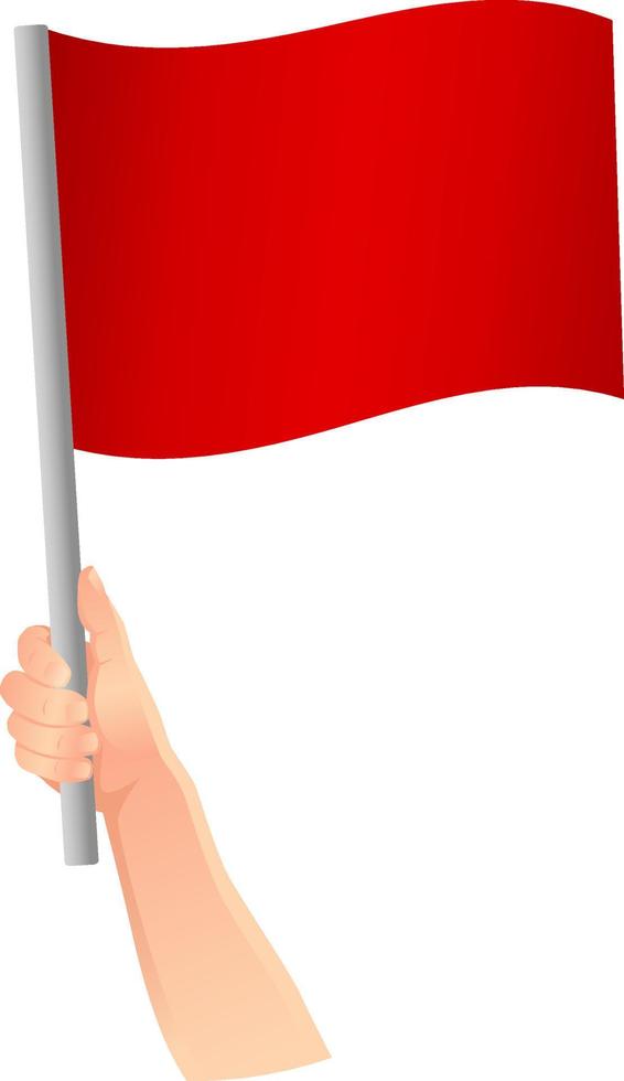 icono de bandera roja en la mano vector