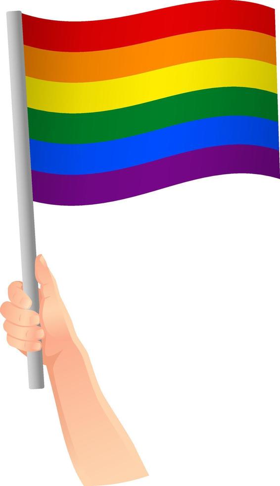 icono de la bandera lgbt en la mano vector