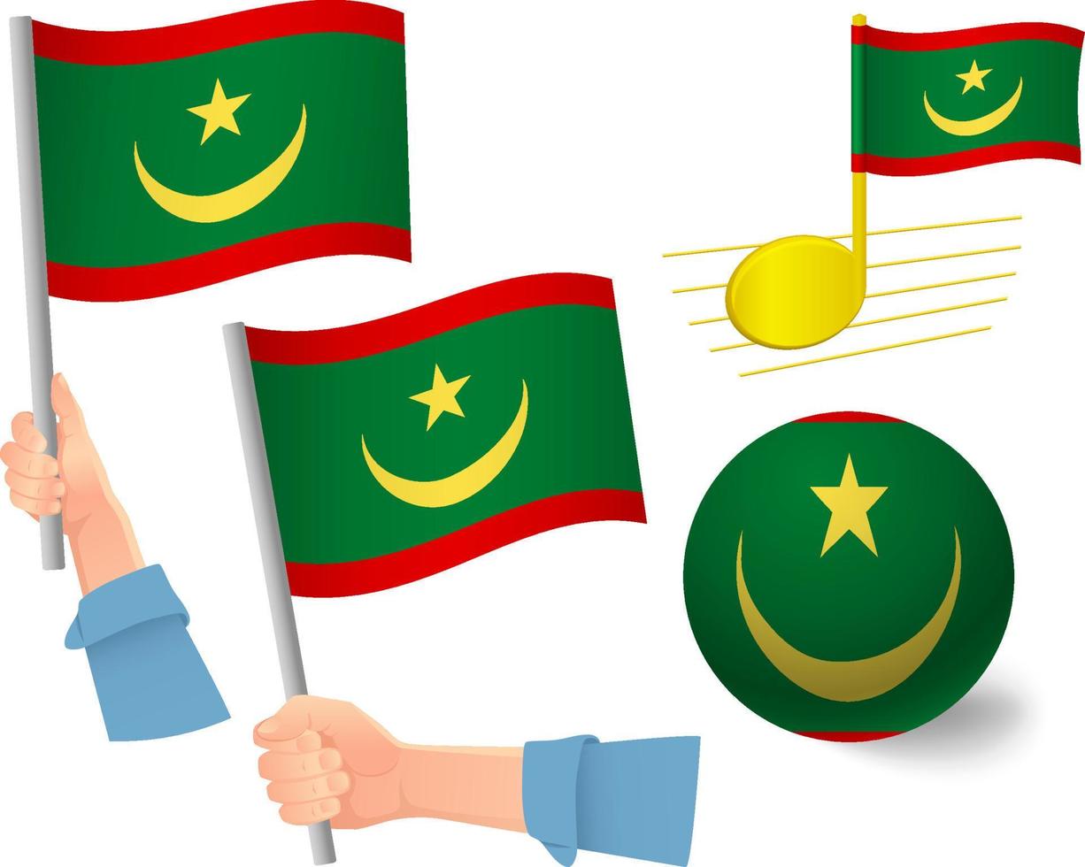 Mauritania flag icon set vector