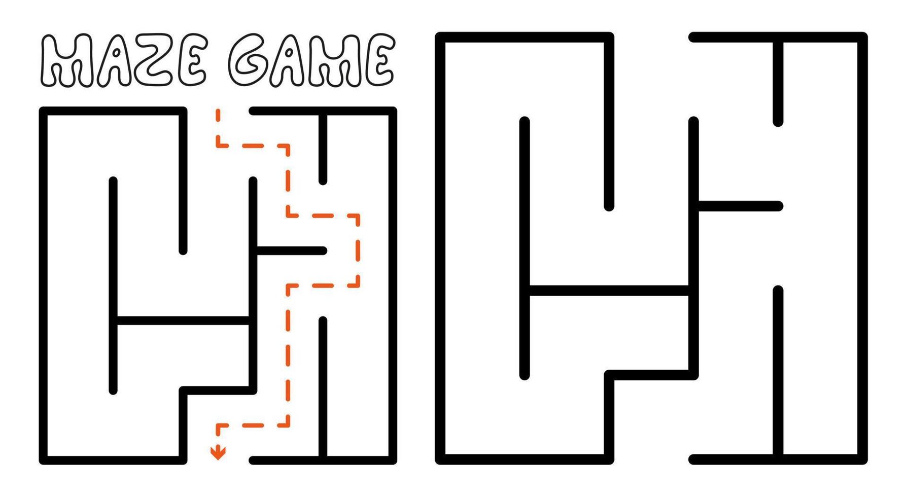 Maze game for kids. Simple Maze puzzle with solution vector