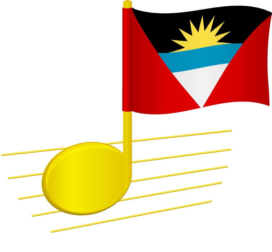antigua y barbuda bandera y nota musical vector