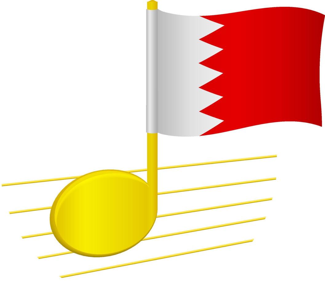 Bahrain flag and musical note vector