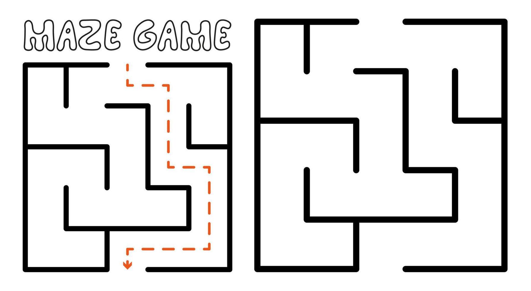 Maze game for kids. Simple Maze puzzle with solution 8724225 Vector Art