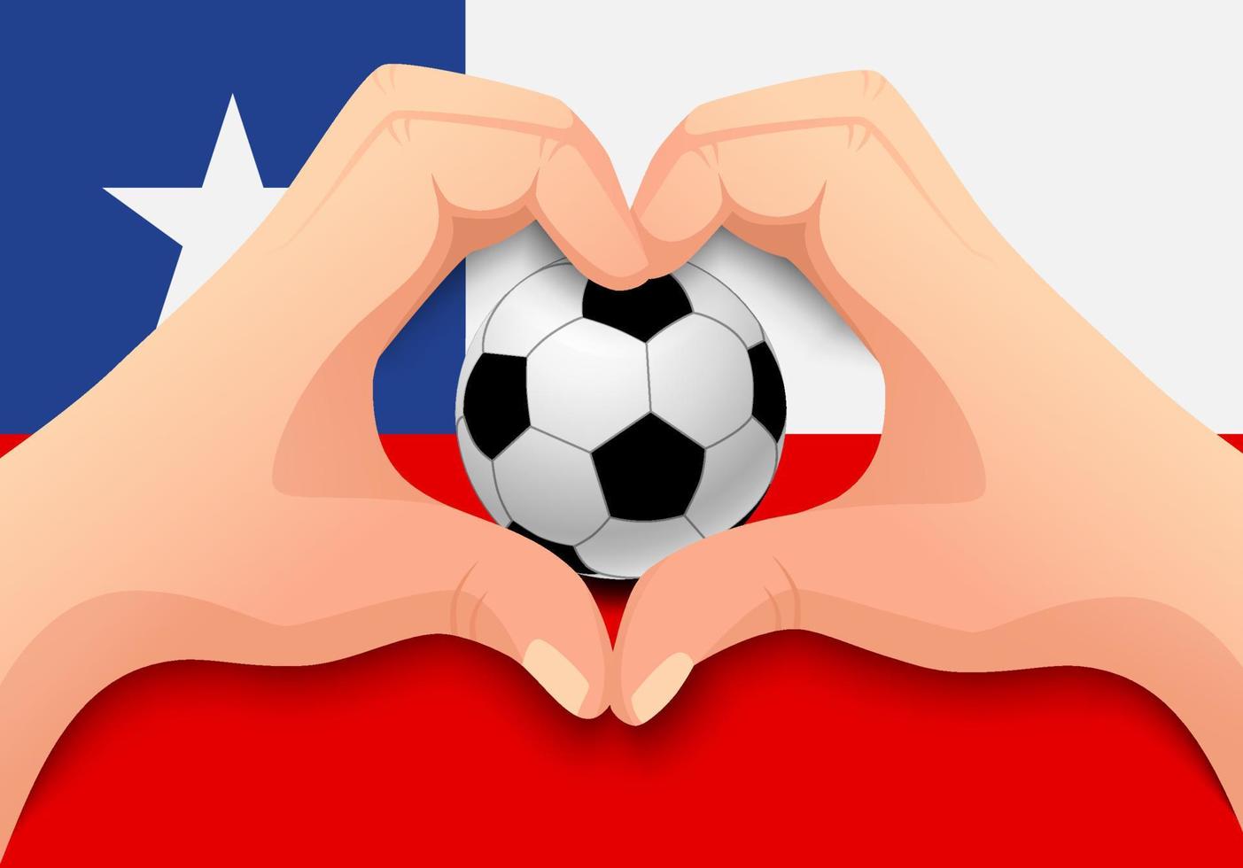 balón de fútbol de chile y forma de corazón de mano vector