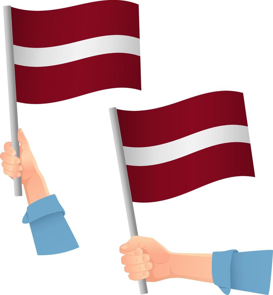 latvia flag in hand icon vector