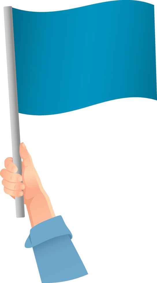 icono de bandera azul en la mano vector