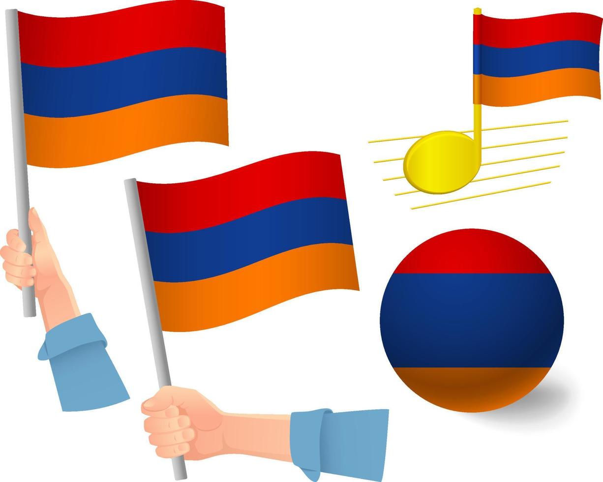 conjunto de iconos de bandera de armenia vector