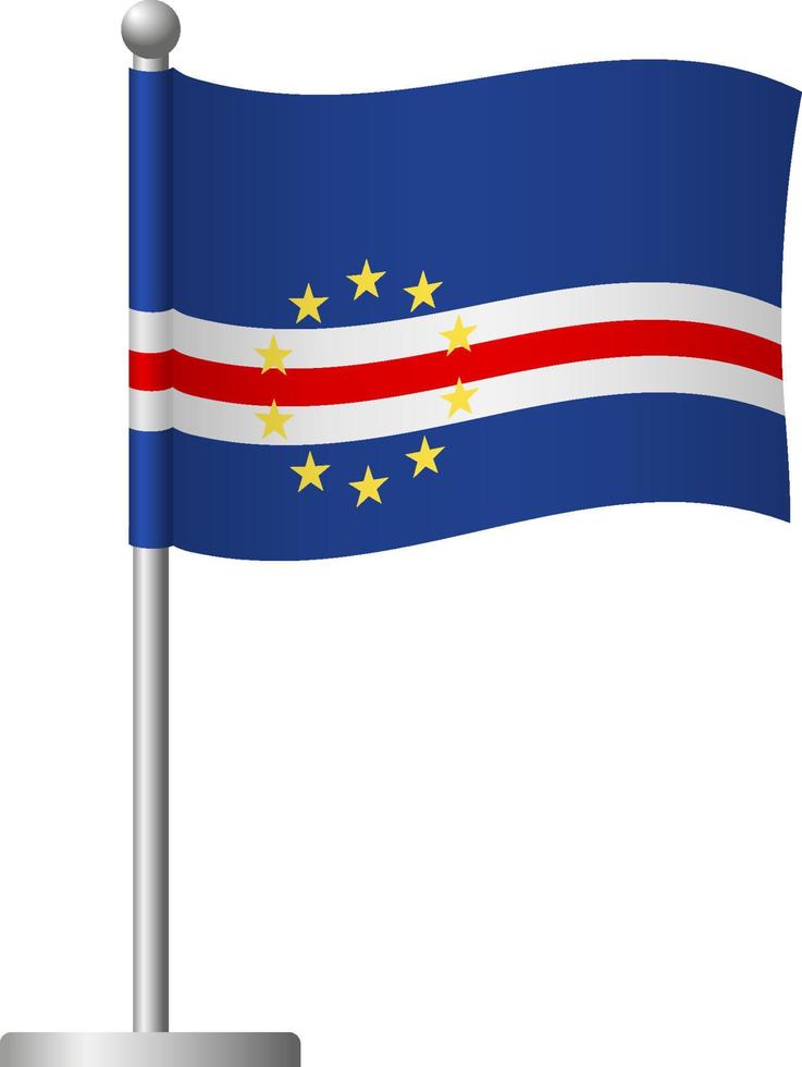 Cape Verde flag on pole icon vector