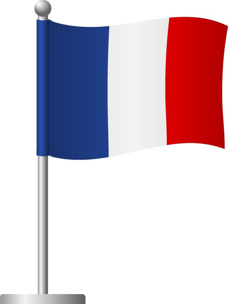 France flag on pole icon vector