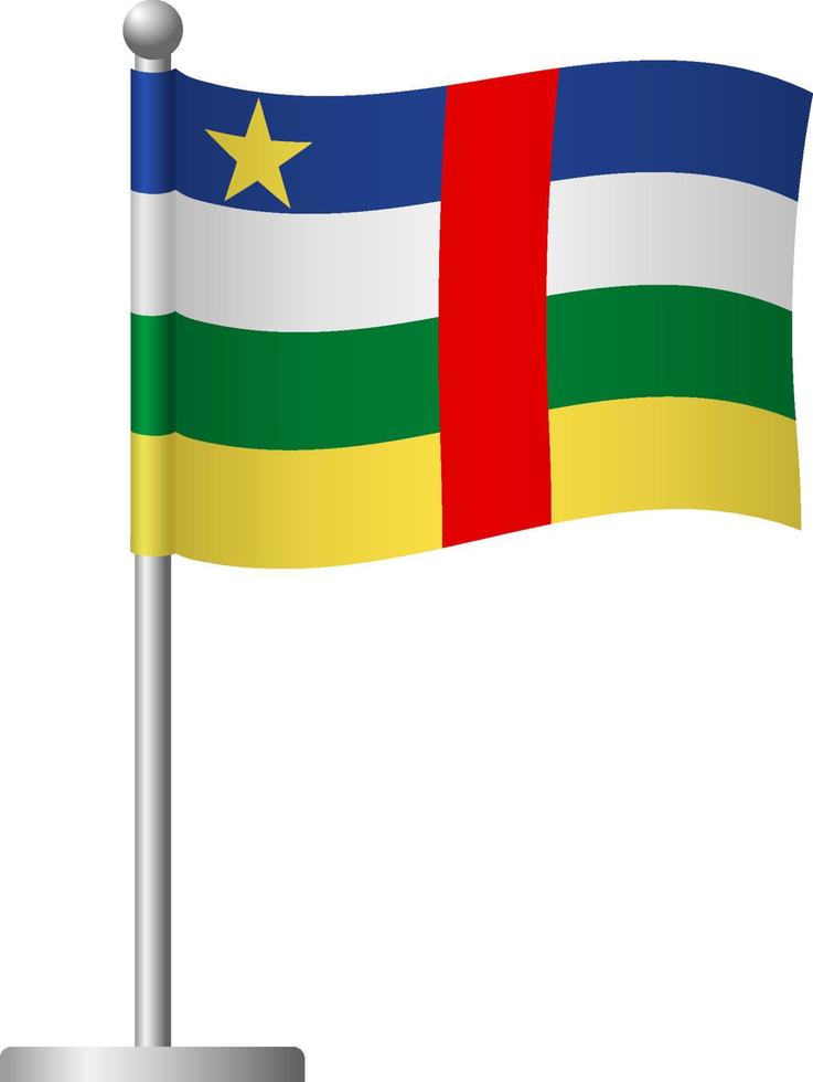 Central African Republic flag on pole icon vector