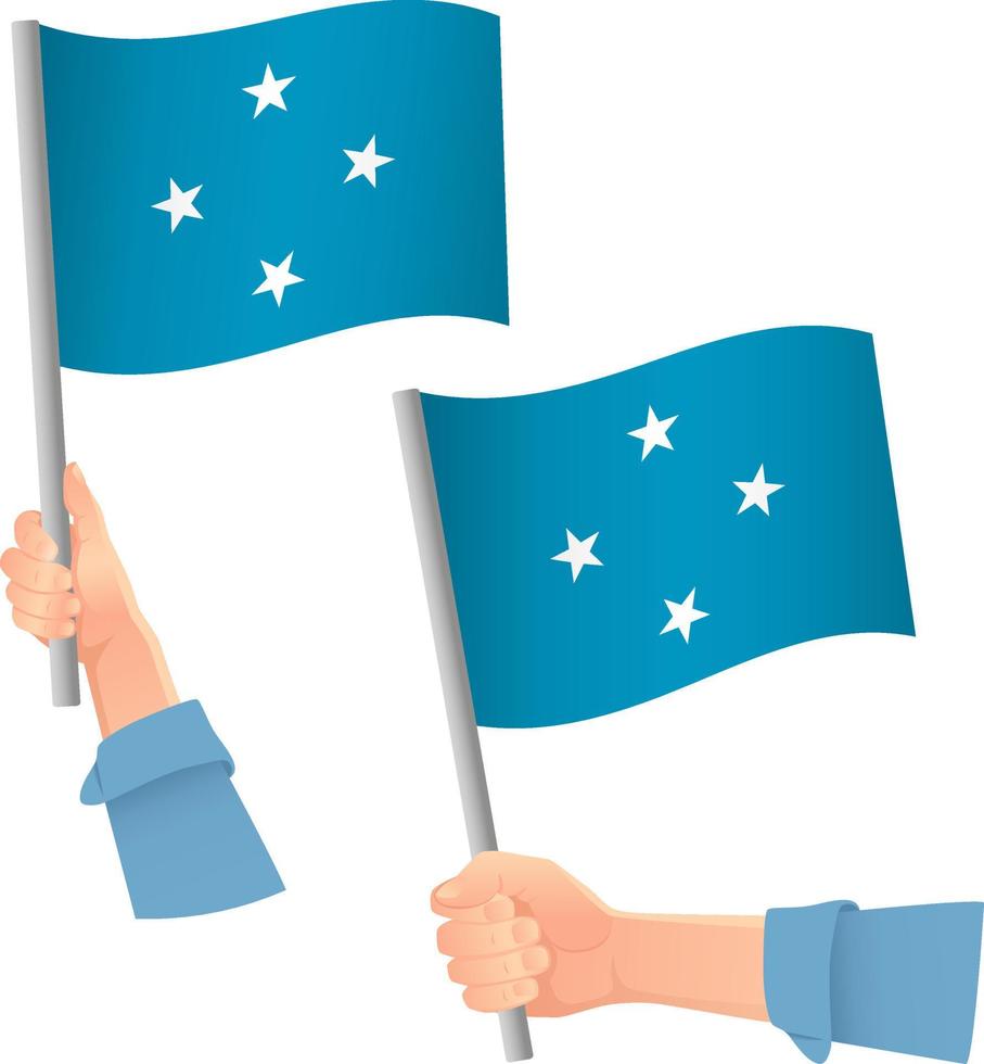 Micronesia flag in hand icon vector