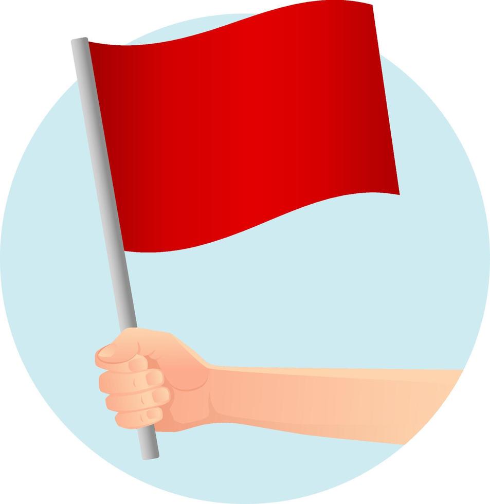 bandera roja en la mano vector