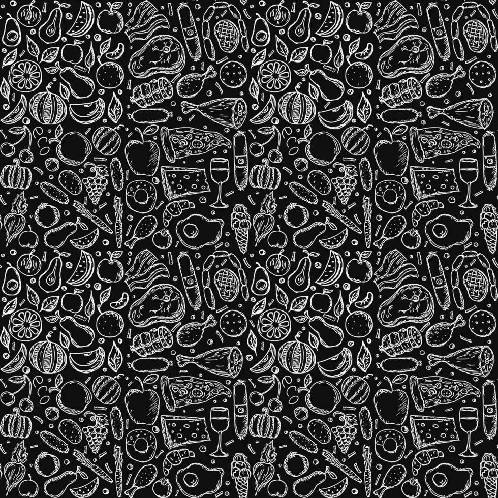 Seamless food pattern. Food background. Doodle vector illustration with food icon