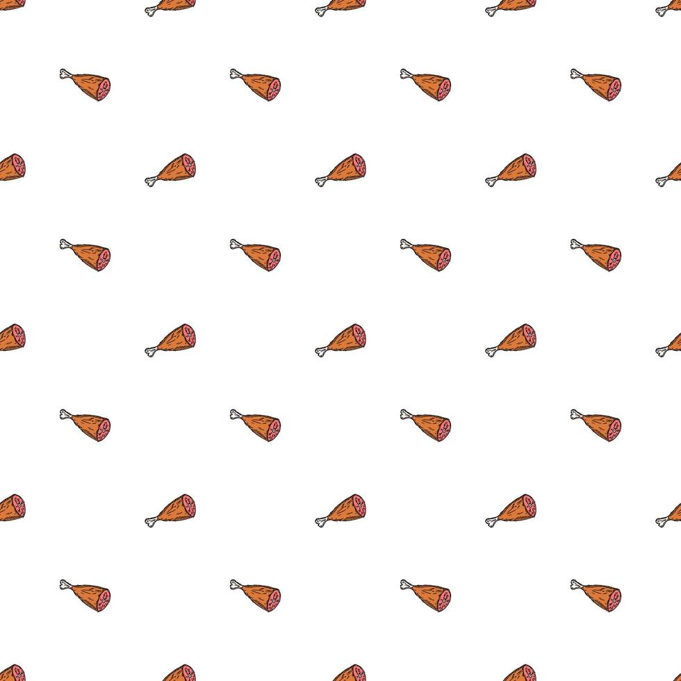 seamless meat pattern. vector doodle illustration with meat icon. pattern with meat