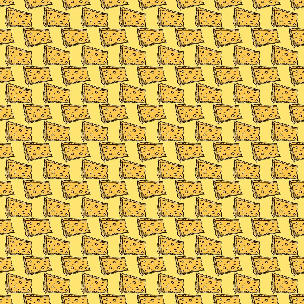 seamless cheese pattern. Doodle vector pattern with cheese icons. Colored cheese background