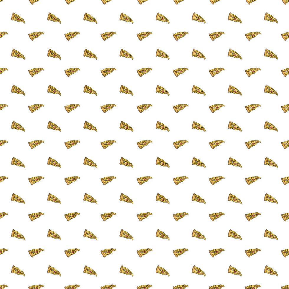Seamless pizza pattern. Colored pizza background. Doodle vector pizza illustration