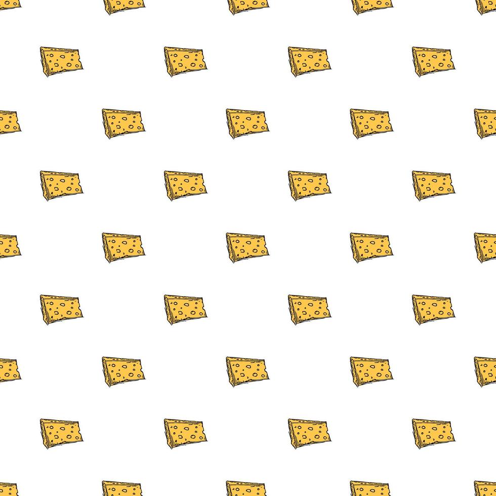 seamless cheese pattern. Doodle vector pattern with cheese icons. Colored cheese background